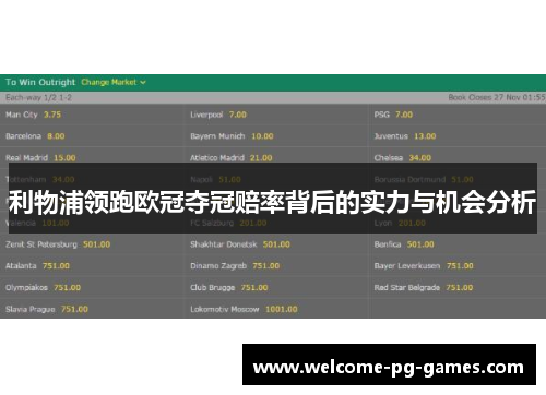 利物浦领跑欧冠夺冠赔率背后的实力与机会分析